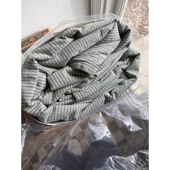 Ikea BERGPALM King Duvet Cover + 2 King Pillow Shams Green Stripe Cotton NEW - Picture 4 of 4